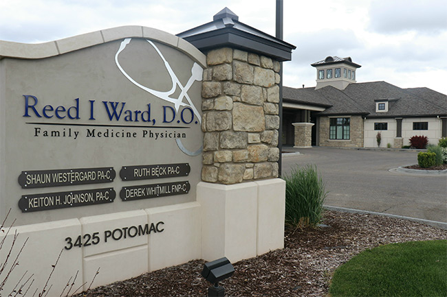 Office Sign for Reed Ward Family Medicine Physcians on 3425 potomac in Idaho Falls.